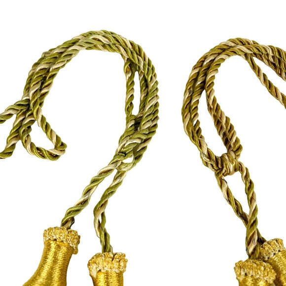 Set Gold Curtain Tie Back Fringe Tassels Hollywood Regency u 17 in - Picture 2 of 3
